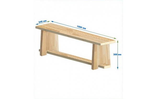 Скамейка гимнастическая 1500мм (щит.сосна) ножки дерево Dinamika 600_380