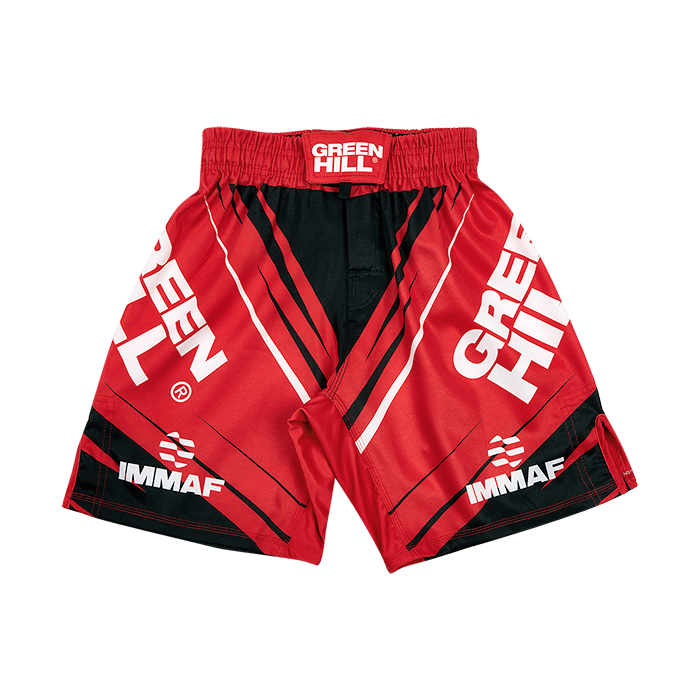 Шорты Green Hill MMA SHORT IMMAF approved MMI-4022, красные 700_700